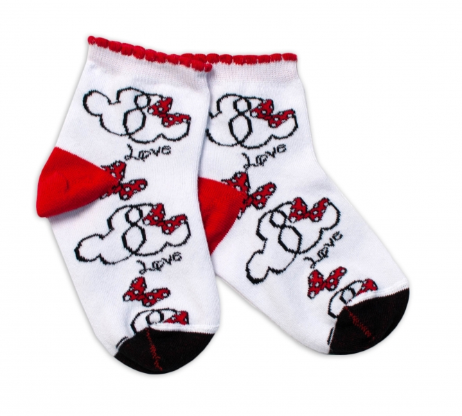 Baby Nellys Bavlněné ponožky Minnie Love - bílé Velikost koj. oblečení: 104-116 (4-6r)