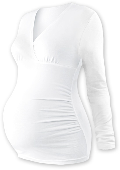 JOŽÁNEK Těhotenské triko/tunika dlouhý rukáv EVA - bílé Velikosti těh. moda: S/M