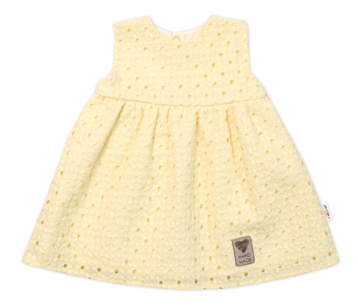 Baby Nellys Lehké Handmade šatičky Madeira, žluté Velikost koj. oblečení: 92 (18-24m)