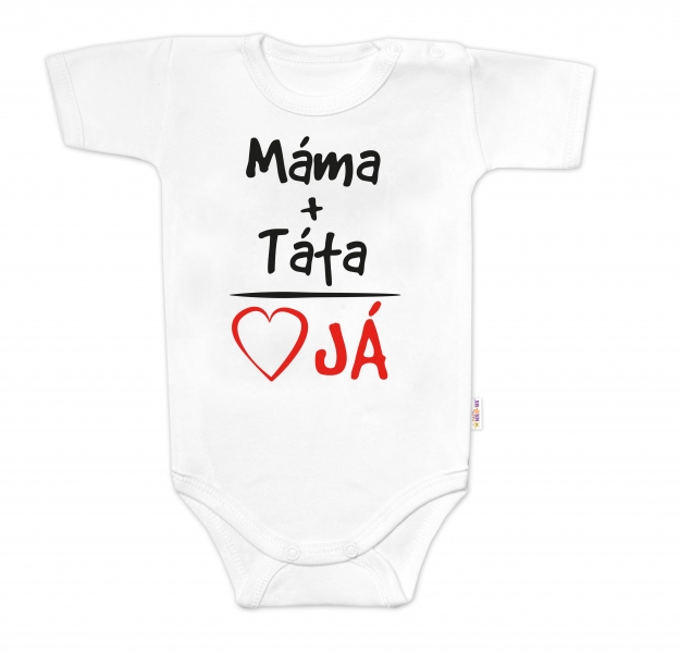 Body krátký rukáv s vtipným textem Baby Nellys, Máma+Táta, bílé Velikost koj. oblečení: 62 (2-3m)