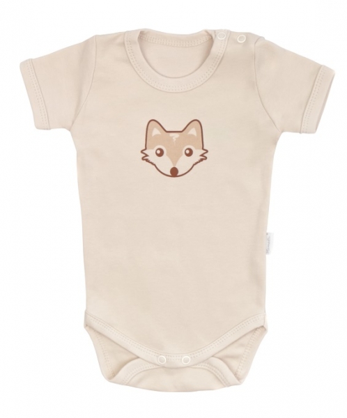 Mamatti Kojenecké body kr. rukáv, Baby Fox - béžová Velikost koj. oblečení: 74 (6-9m)