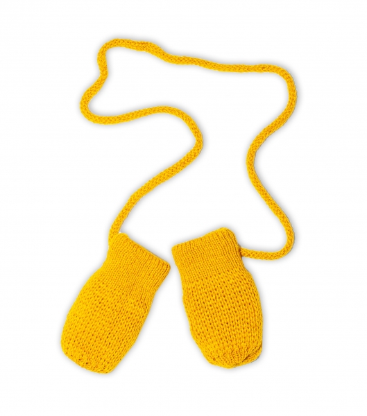 Zimní pletené kojenecké rukavičky - hořčicové, Baby Nellys Velikost koj. oblečení: 56-68 (0-6 m)