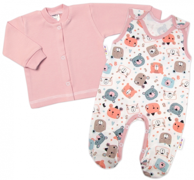 Kojenecké dupačky bavlna s košilkou Space Bear Baby Nellys, pastel pudrová Velikost koj. oblečení: 56 (1-2m)
