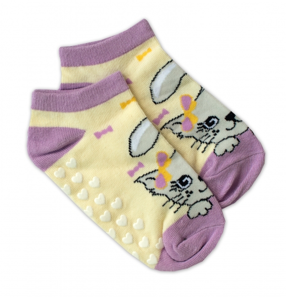 Dětské ponožky s ABS Kočka - žluté Velikost koj. oblečení: 19-22