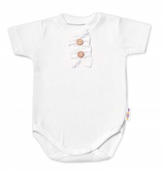 Baby Nellys Kojenecké žebrované body s knoflíčky kr. rukáv, Girl - bílé Velikost koj. oblečení: 80 (9-12m)