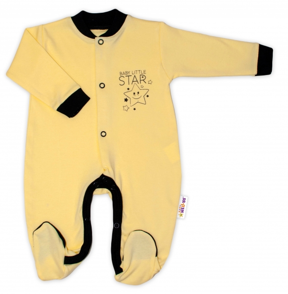 Baby Nellys Bavlněný overálek Baby Little Star - žlutý Velikost koj. oblečení: 74 (6-9m)