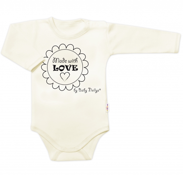 Body dlouhý rukáv Made with love, Baby Nellys, ecru Velikost koj. oblečení: 80 (9-12m)