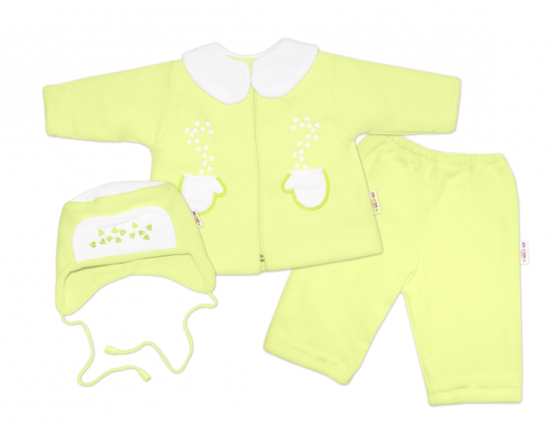 Kabátek, čepička a kalhoty Baby Nellys ®- zelená Velikost koj. oblečení: 68 (3-6m)