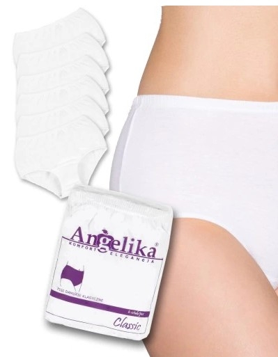 Bavlněné kalhotky Angelika s vysokým pasem, 6ks v balení, bílé Velikosti těh. moda: XL (42)