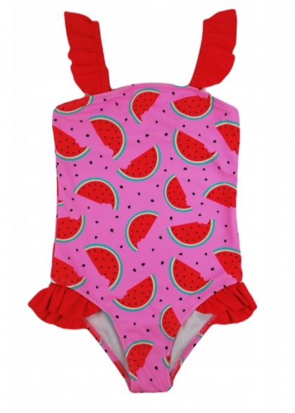 Dívčí jednodílné plavky s volánky - Noviti, Meloun, růžové Velikost koj. oblečení: 92-98 (18-36m)