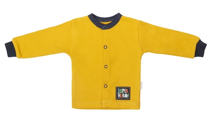 Mamatti Novorozenecká bavlněná košilka, kabátek, Hero - hořčicová Velikost koj. oblečení: 74 (6-9m)