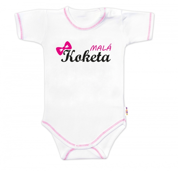 Body krátký rukáv s vtipným textem Baby Nellys, Malá Koketa, holka Velikost koj. oblečení: 62 (2-3m)