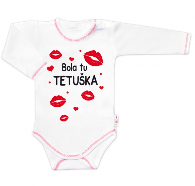 Body dlouhý rukáv s vtipným textem Baby Nellys, Bola tu TETUŠKA Velikost koj. oblečení: 56 (1-2m)