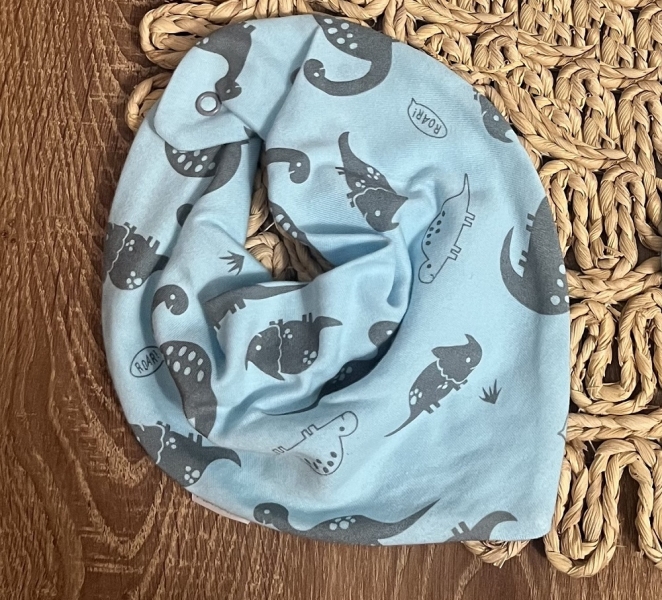 Dětský bavlněný šátek na krk Mamatti, Dino park - modrá s potiskem Velikost koj. oblečení: univerzální