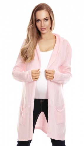 Be MaaMaa Těhotenský kardigan s kapucí, sv. růžový Velikosti těh. moda: UNI