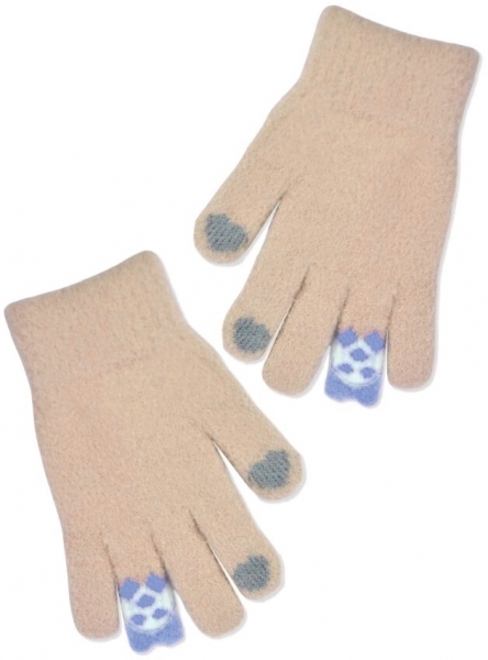 Dívčí zimní, prstové rukavice, béžové, vel. 110/116 Velikost koj. oblečení: 110-116 (4-6r)