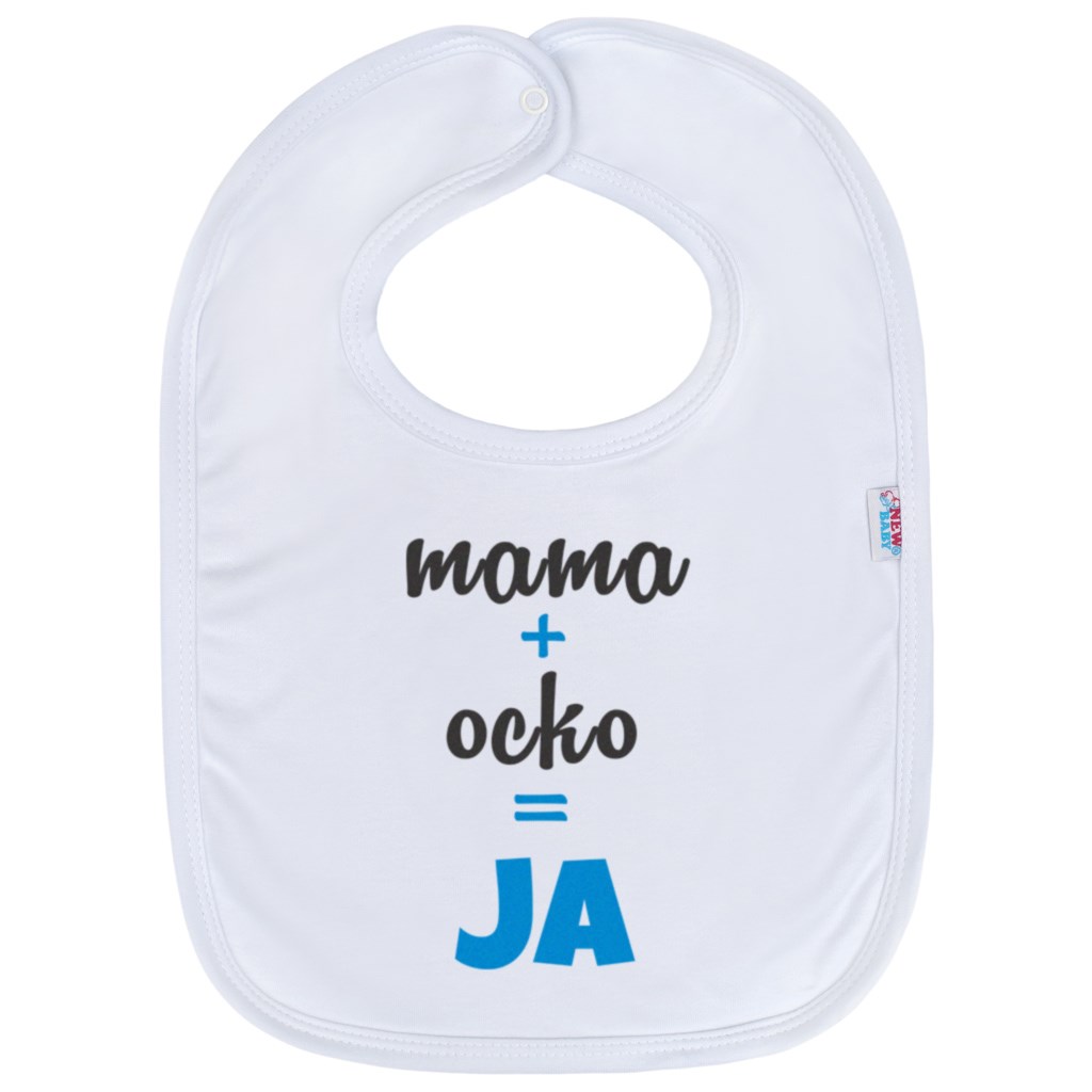 Kojenecký bavlněný bryndák New Baby mama+ocko=JA modrý