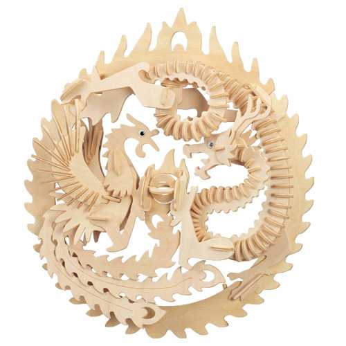 Woodcraft Dřevěné 3D puzzle Fénix a drak