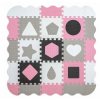 Pěnové puzzle, podložka Jolly Shapes, růžová/šedá, 25 dílků