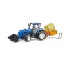 Bruder Traktor New Holland T5.120 s čelním nakladačem, korbou, vidlemi a kulatým balíkem