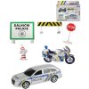 Dálniční policie ČR set 2 vozidla s dopravním značením na baterie Světlo Zvuk kov