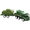 Auto army set s přívěsem a tankem vojenská technika plast blistr