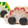 CUBIKA DŘEVO Baby veselí dinosauři zvířátko na kolečkách set 3ks