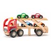 WOODY DŘEVO Set tahač veselý + 4 závodní auta *DŘEVĚNÉ HRAČKY*