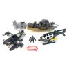 Vojenská army sada velká bitevní loď s vrtulníkem a letadlem s doplňky