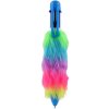 Pero plyšové 6ti barevná propiska duhová s třásněmi 6 barev