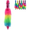 Pero plyšové 6ti barevná propiska duhová s třásněmi 6 barev