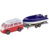 Teamsterz auto karavan kovový set s přívěsem a motorovým člunem 4 barvy