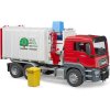 BRUDER 03761 Auto MAN TGS popeláři funkční model 1:16 set se 2 popelnicemi