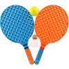 Soft líný tenis / badminton set 2 barevné pálky s míčkem a košíčkem 2v1