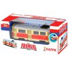 Tramvaj kovová mini 8,5cm retro volný chod český design v krabičce
