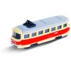 Tramvaj kovová mini 8,5cm retro volný chod český design v krabičce