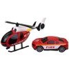 Auto hasičské + vrtulník záchranářský set hasiči na baterie Světlo Zvuk