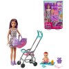 MATTEL BRB Barbie panenka chůva herní set s kočárkem a doplňky