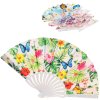 Vějíř dětský s potiskem květiny a motýli plast/textil 6 druhů