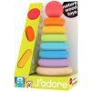 JADORE DŘEVO Baby pyramida navlékací věžička duhové kroužky