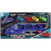 Kamion auto s vystřelovací dráhou herní set se 4 autíčky kov