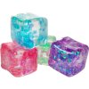 Kostka antistresová 6cm mačkací sliz se třpytkami 4 barvy