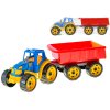 Traktor barevný set se sklápěcím přívěsem 54cm plast v síťce