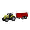 Traktor s přepravníkem na koně plast 24cm na volný chod na baterie se světlem, zvukem 2 barvy v krab