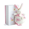 Doudou Dárková sada - Plyšový  růžový králíček hrající melodii 14 cm