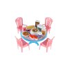 Nábytek pro panenky/stůl a židle s doplňky plast 12cm 3 barvy v blistru