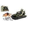 Vojenská sada plast člun, voják, pes s doplňky v krabici 23x14x4cm