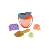 Sada na písek plast kbelík, lopatka, hrabičky, 3 formičky  3 barvy v síťce