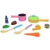 Kuchyňská sada dětské barevné nádobí + makety potravin plast