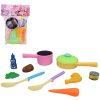 Kuchyňská sada dětské barevné nádobí + makety potravin plast